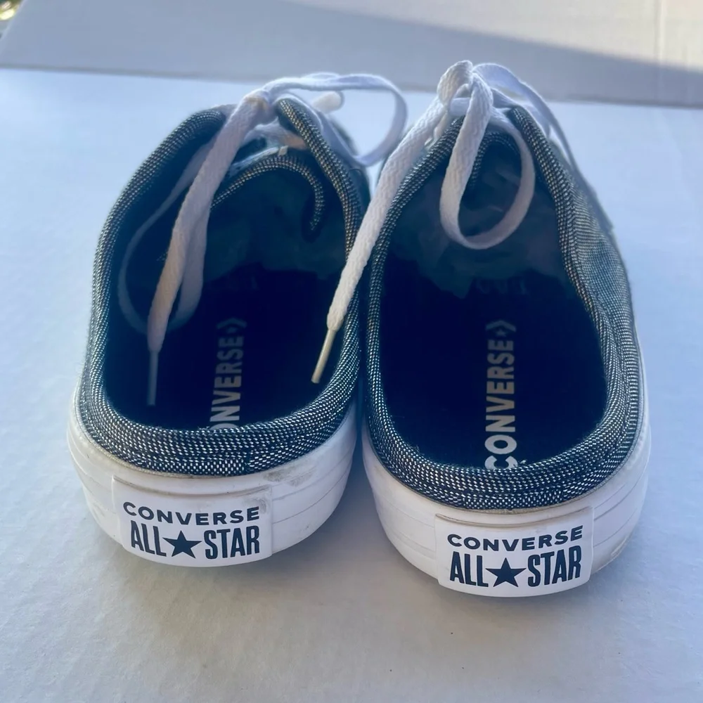 Converse shimmery Black Canvas Mule Slip Sneakers with White Laces - Picture 7 of 8